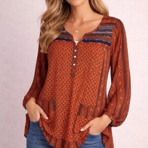 Free People Bohemian Vibe Long Sleeve Tunic S/P